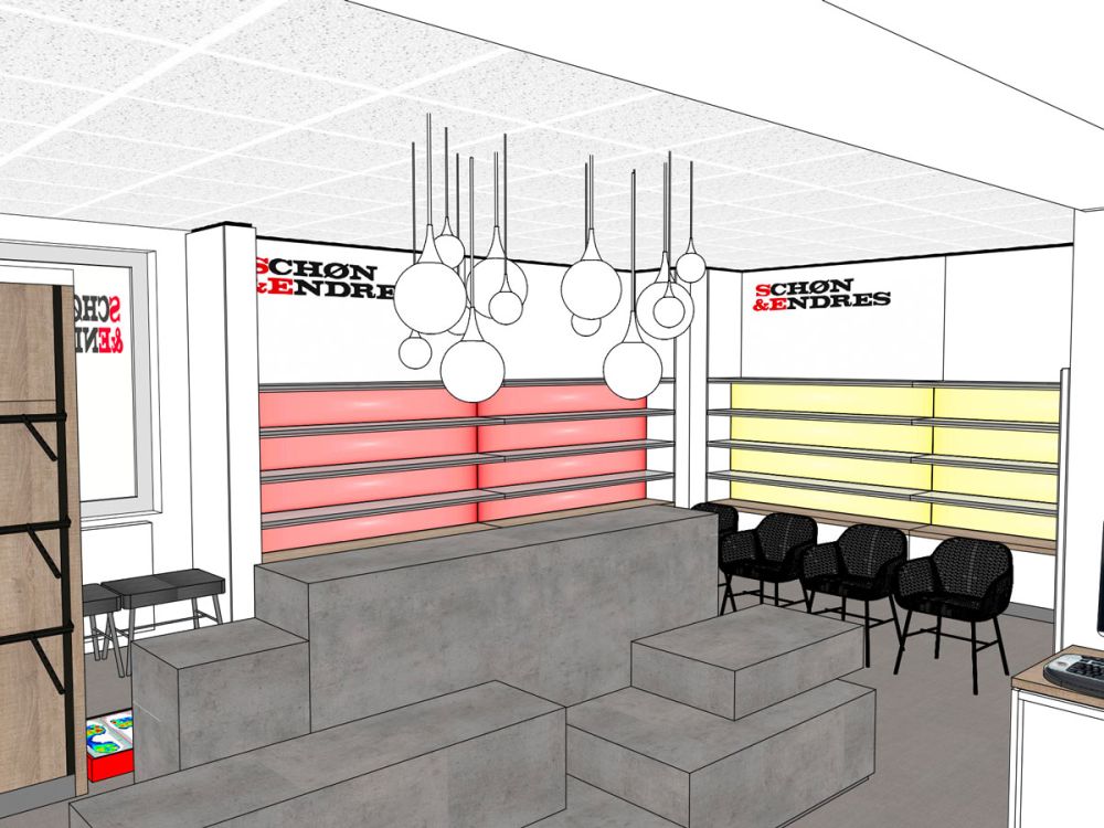 Konzeptzeichnung des Verkaufsraums 