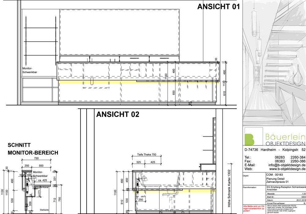 Detailreiche Konzeptzeichnung der neuen Anmeldung.