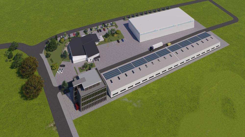 Perspektive unseres Projektbaus in Walldürn mit Vogelperspektiven-Rendering.