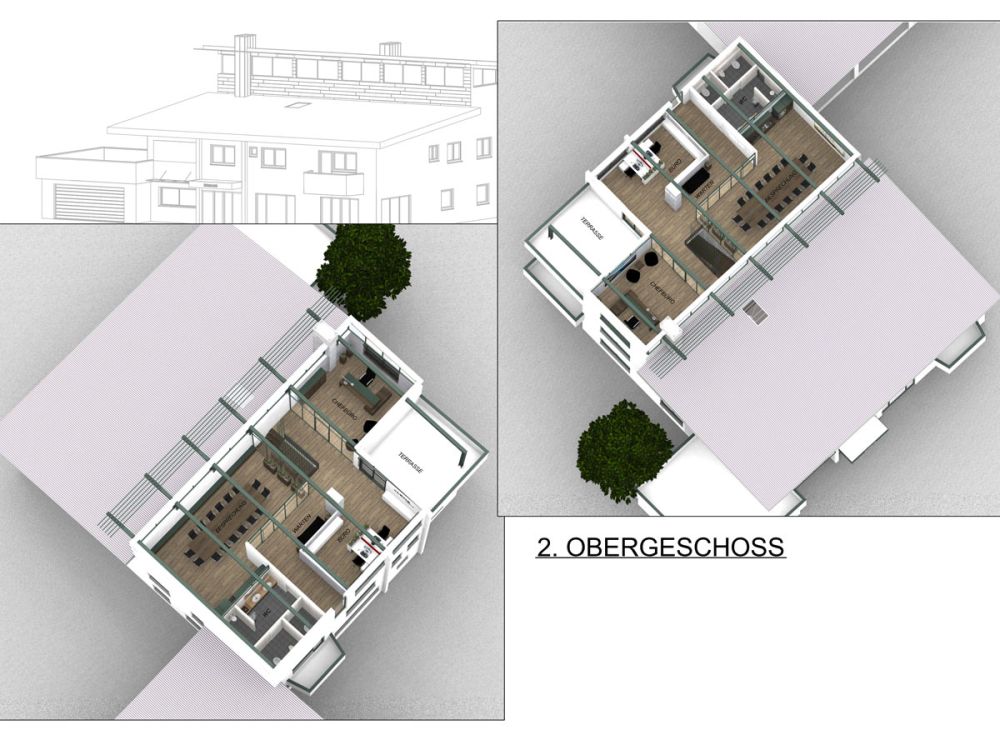 Konzeptrendering des 2. Obergeschosses.